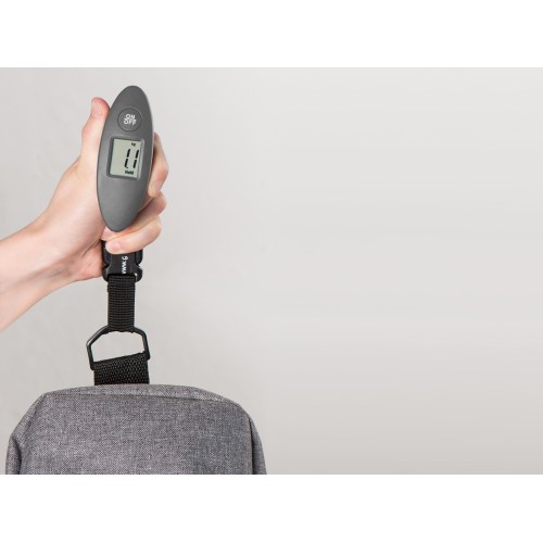 Купить Багажные весы с покрытием soft touch Gravity, серый с нанесением логотипа