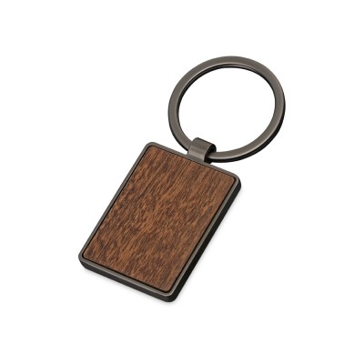 Купить Брелок из темного металла и дерева Timber, черный/темно-коричневый с нанесением логотипа