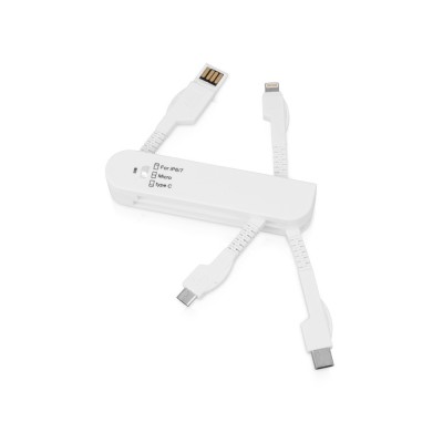 Купить Универсальный переходник Smarty (Micro USB / Lightning / Type C), белый с нанесением логотипа