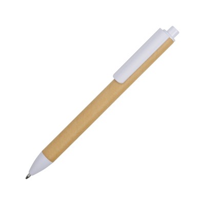 Купить Ручка картонная пластиковая шариковая Эко 2.0, бежевый/белый с нанесением