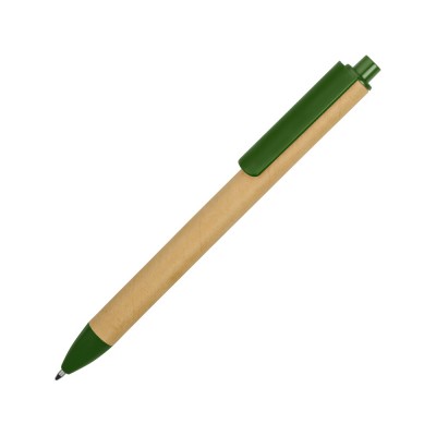 Купить Ручка картонная пластиковая шариковая Эко 2.0, бежевый/зеленый с нанесением