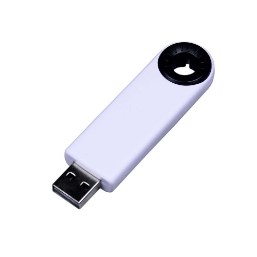 Купить USB-флешка промо на 128 Гб прямоугольной формы, выдвижной механизм, черный с нанесением логотипа