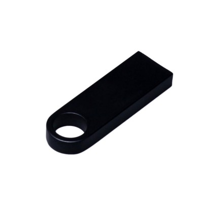 Купить USB 2.0-флешка на 32 Гб с мини чипом и круглым отверстием, черный с нанесением логотипа