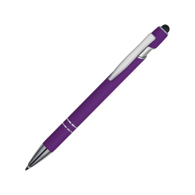 Купить Ручка металлическая soft-touch шариковая со стилусом Sway, фиолетовый/серебристый с нанесением