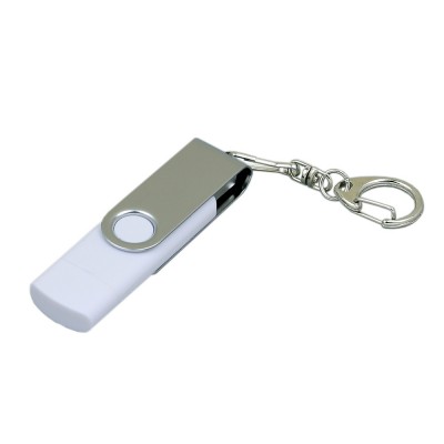 Купить Флешка с поворотным механизмом, c дополнительным разъемом Micro USB, 16 Гб, белый с нанесением