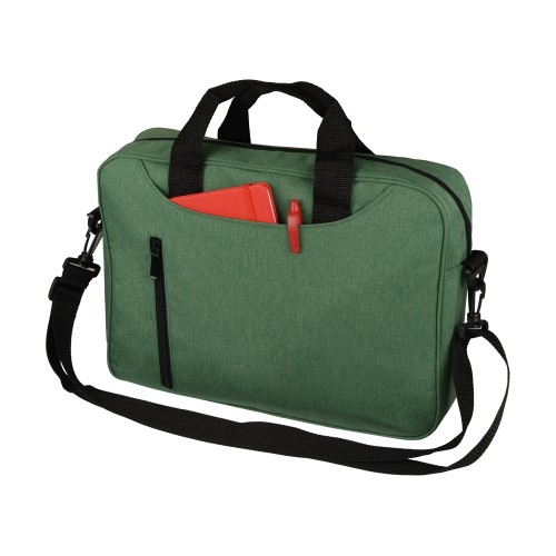 Купить Сумка для ноутбука Wing с вертикальным наружным карманом, зеленый (Р) с нанесением логотипа