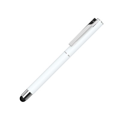 Купить Ручка металлическая стилус-роллер STRAIGHT SI R TOUCH, белый с нанесением логотипа