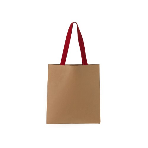 Купить Сумка-шоппер Papyrus из моющейся крафт-бумаги, натруальный/красный с нанесением логотипа