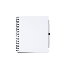 Блокнот LEYNAX с ручкой из переработанного картона, белый