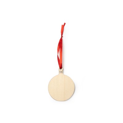 Купить Деревянное новогоднее украшение JINGLE, шар, натуральный с нанесением логотипа