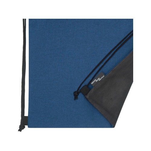 Купить Рюкзак со шнурком Ross из переработанного ПЭТ, heather navy с нанесением логотипа