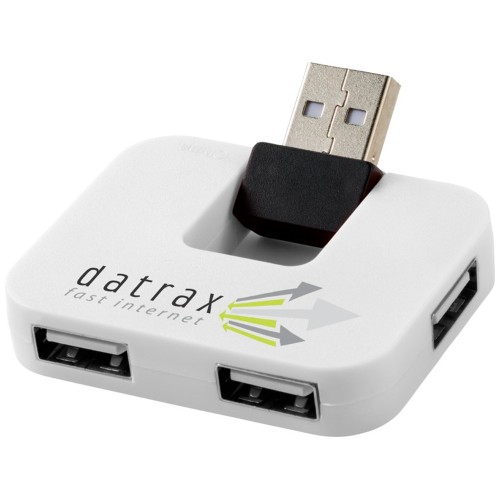 Купить USB Hub Gaia на 4 порта, белый с нанесением логотипа