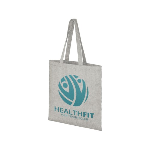 Купить Сумка-тоут Pheebs из переработанного хлопка 150 г/м2, серый меланж с нанесением логотипа