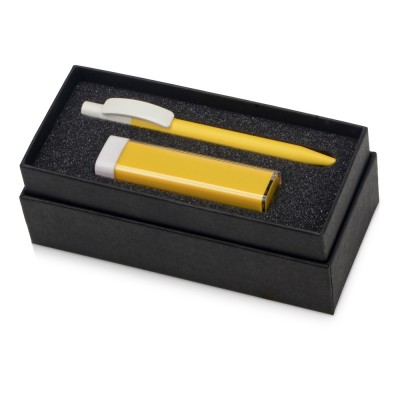 Купить Подарочный набор White top с ручкой и зарядным устройством, желтый с нанесением