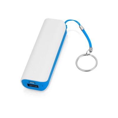 Купить Портативное зарядное устройство (power bank) Basis, 2000 mAh, белый/светло-голубой с нанесением