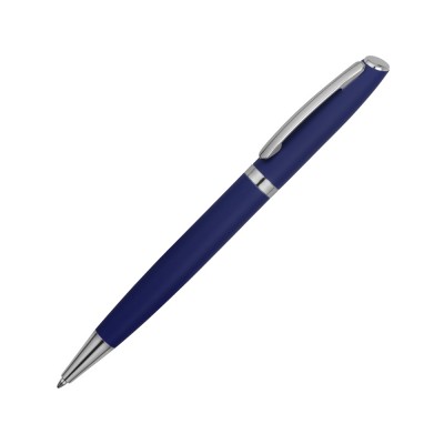Купить Ручка металлическая шариковая Flow soft-touch, темно-синий/серебристый с нанесением логотипа
