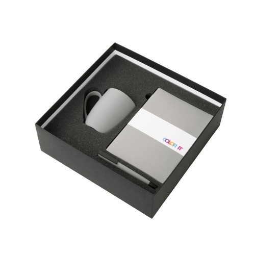 Купить Подарочный набор c блокнотом C2, ручкой и кружкой, серый с нанесением логотипа