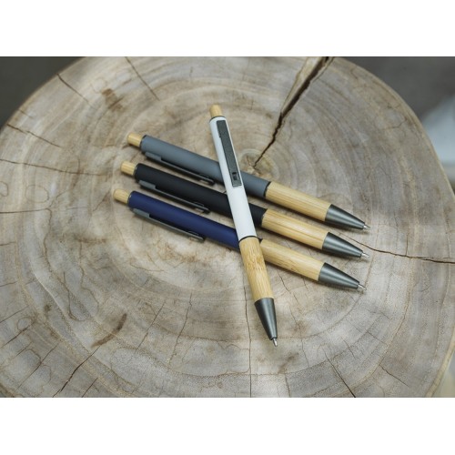 Купить Darius шариковая ручка из переработанного алюминия, черные чернила - Нейви с нанесением логотипа