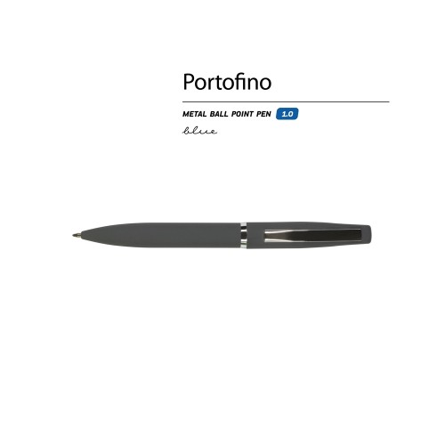 Купить Ручка металлическая шариковая Portofino, софт-тач, 1.0 мм, серый с нанесением логотипа