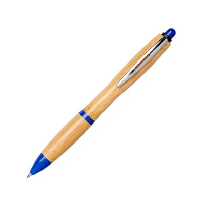 Купить Шариковая ручка Nash из бамбука, натуральный/ярко-синий с нанесением