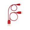 Купить Двусторонний кабель для зарядки Ario 3-в-1 в тканевой оплетке, красный с нанесением логотипа
