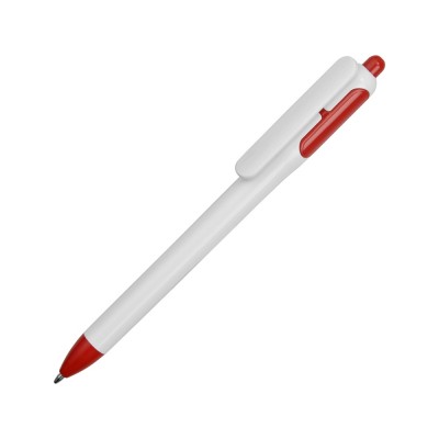 Купить Ручка шариковая с белым корпусом и цветными вставками, белый/красный с нанесением