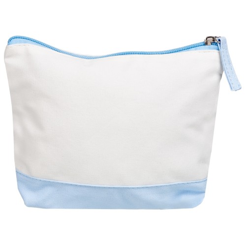 Купить Косметичка хлопковая Cotton, белый/голубой с нанесением логотипа