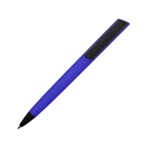 Купить Ручка пластиковая soft-touch шариковая Taper, синий/черный с нанесением логотипа
