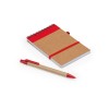 Купить Блокнот LIEN с шариковой ручкой из переработанного картона, крафт/красный с нанесением логотипа