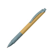 Ручка из бамбука и переработанной пшеницы шариковая Nara, бамбук/синий