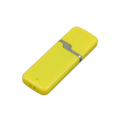 Купить Флешка промо прямоугольной формы c оригинальным колпачком, 64 Гб, желтый с нанесением