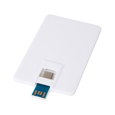 Купить Duo Slim USB-накопитель емкостью 64ГБ и разъемами Type-C и USB-A 3.0, белый с нанесением логотипа