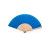 Купить Веер CALESA с деревянными вставками и тканью из полиэстера, голубой с нанесением логотипа