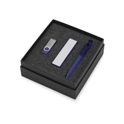 Купить Подарочный набор Space Pro с флешкой, ручкой и зарядным устройством, синий с нанесением