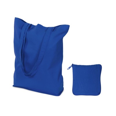 Купить Складывающаяся сумка Skit из хлопка на молнии, синий с нанесением логотипа