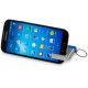 Купить Подставка-брелок для мобильного телефона GoGo, серебристый/синий с нанесением логотипа