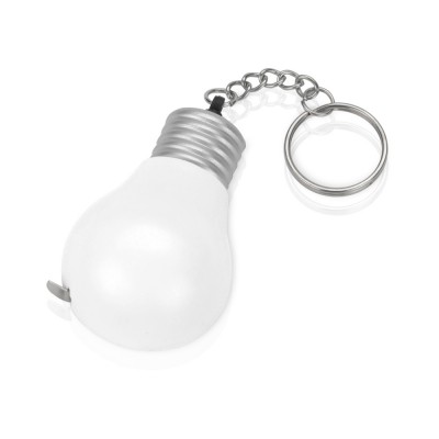 Купить Брелок-рулетка для ключей Лампочка, белый/серебристый с нанесением