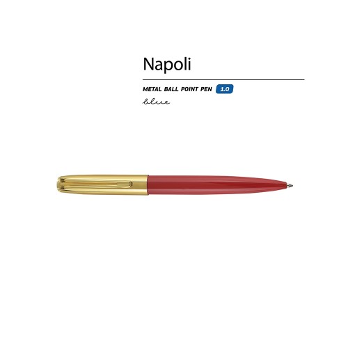Купить Ручка металлическая шариковая Napoli, красный/золотистый с нанесением логотипа Купить Ручка металлическая шариковая Napoli, красный/золотистый с нанесением логотипа