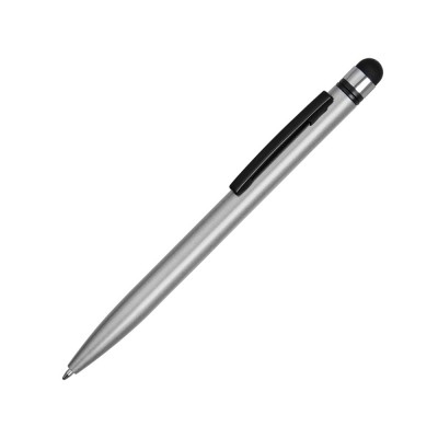 Купить Ручка-стилус металлическая шариковая Poke, серебристый/черный с нанесением логотипа