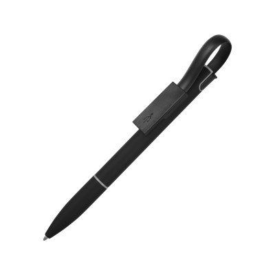 Купить Ручка шариковая с кабелем USB, черный с нанесением