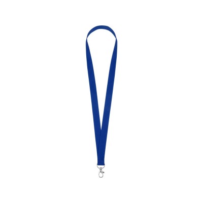 Купить Ланъярд из RPET с карабином, синий с нанесением логотипа