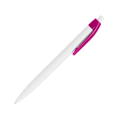 Купить Ручка пластиковая шариковая HINDRES, белый/фуксия с нанесением логотипа