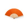 Купить Веер CALESA с деревянными вставками и тканью из полиэстера, оранжевый с нанесением логотипа