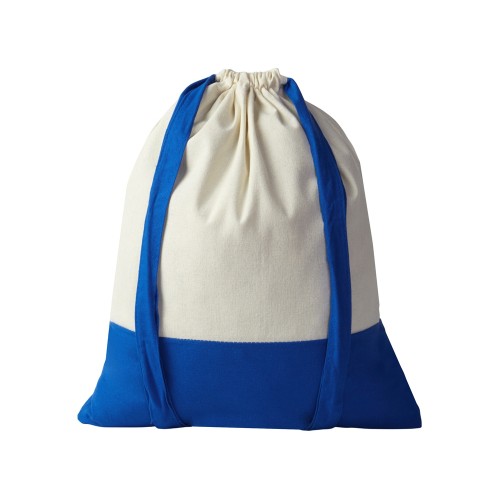 Купить Рюкзак-мешок Cotton из хлопка 170 г, натуральный/синий с нанесением логотипа