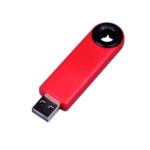 Купить USB-флешка промо на 64 ГБ прямоугольной формы, выдвижной механизм, черный с нанесением логотипа