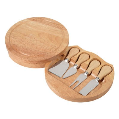 Купить Набор ножей для сыра в деревянном футляре, который можно использовать как разделочную доску с нанесением