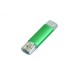 Купить USB-флешка на 64 ГБ.c дополнительным разъемом Micro USB, зеленый с нанесением логотипа