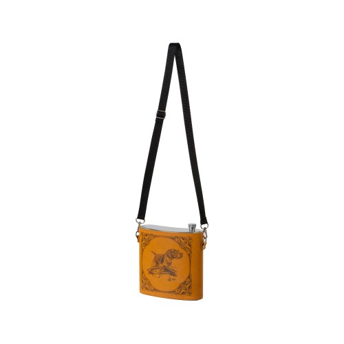 Купить Фляга 510 (рыжая кожа), 1,5 л с нанесением логотипа