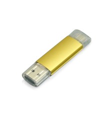 USB-флешка на 64 ГБ.c дополнительным разъемом Micro USB, золотой