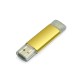 Купить USB-флешка на 64 ГБ.c дополнительным разъемом Micro USB, золотой с нанесением логотипа